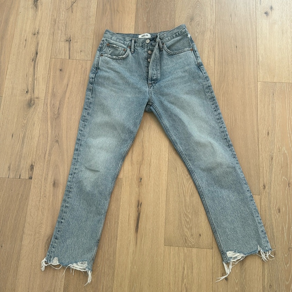 Agolde Riley Crop Jean Size 26 Distressed Hems